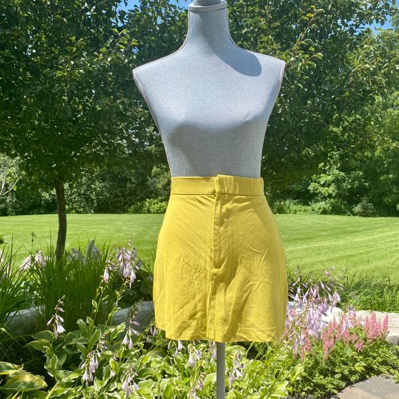 Zara Linen Chartreuse Women's  Mini Skirt Size XS - Picture 5 of 15